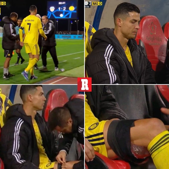 开云下载-希望问题不大!C罗在比赛中因身体不适被换下,在替补席接受冰敷
